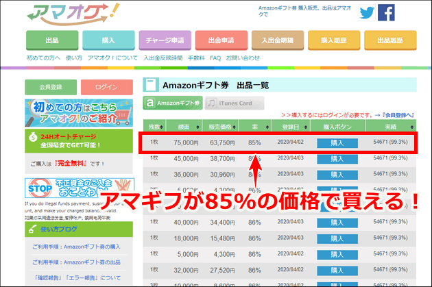 アマオクでアマギフが85%